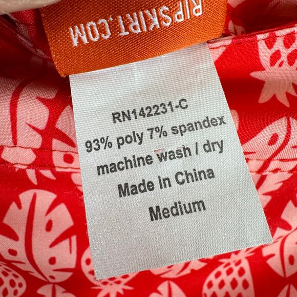 Rip Skirt Red Pink Pineapple Adjustable Coverup Above Knee Wrap Skirt Size M - Picture 6 of 6